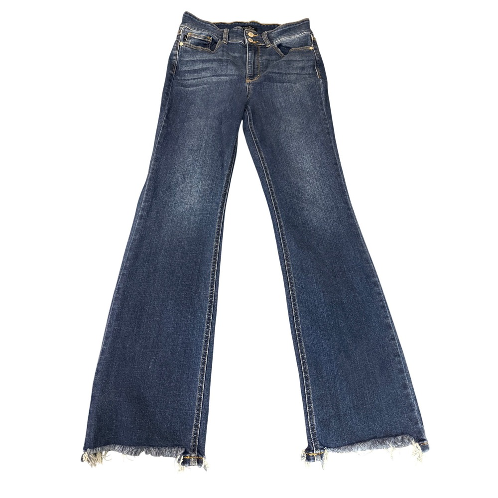 Judy Blue High Waist Bootcut Jeans Dark Wash Frayed Hem 11/30 JB82568DK